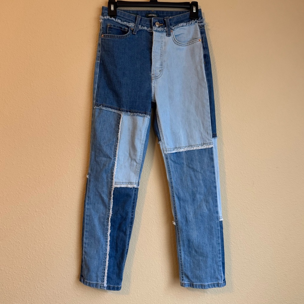 Wild Fable Patchwork Highest Rise Slim Straight L… - image 1